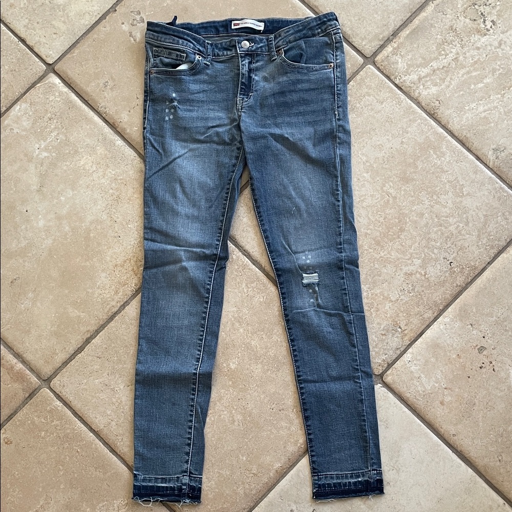 NWoT Levi's Skinny Jeans Distressed Hem Girl’s 14 Reg Adjustable Waist